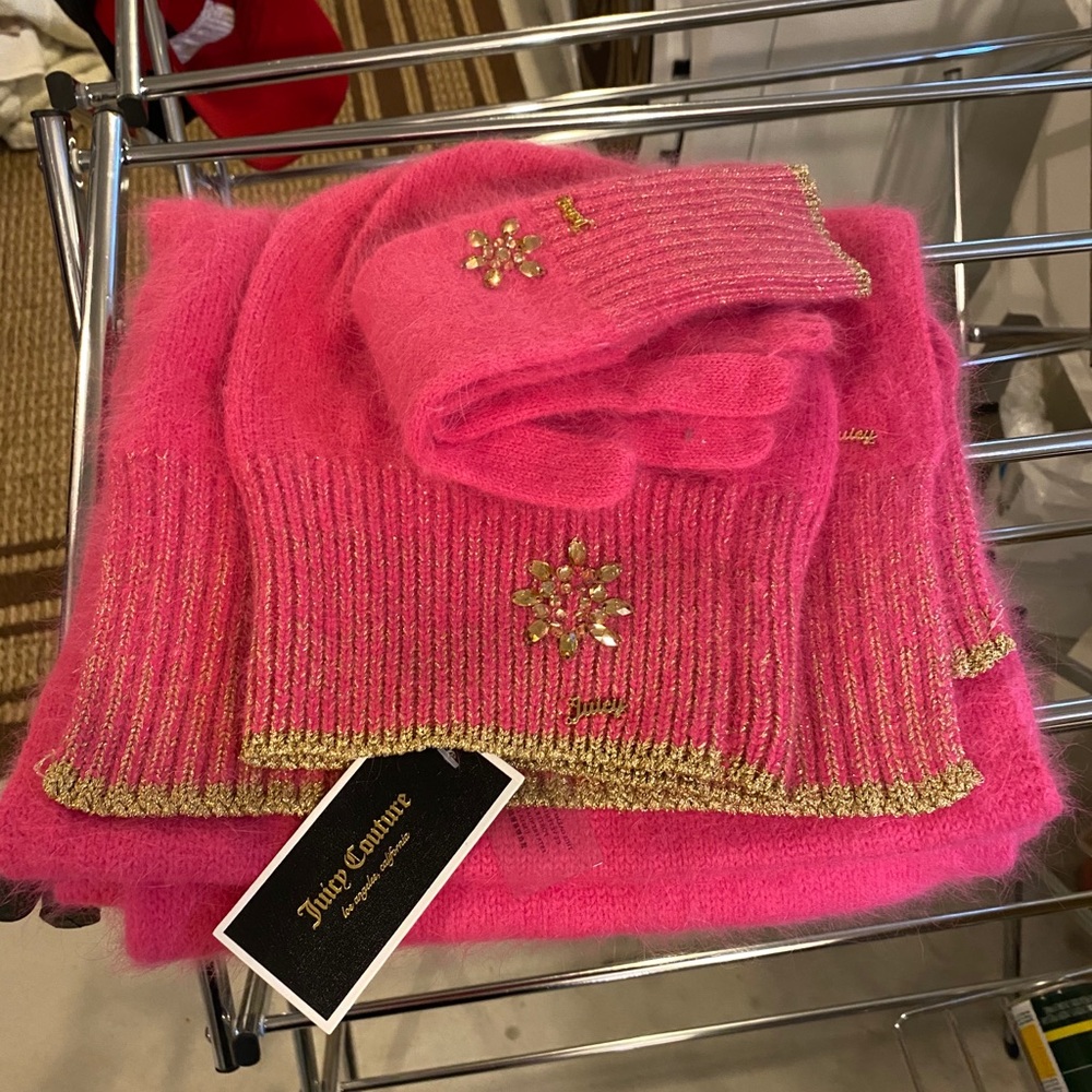 Cashmere Hat, Scarf, and Gloves Set.